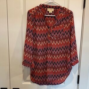 Wishful Park Women's Chevron Blouse - Red and Black
